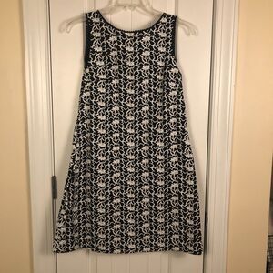 Ann Taylor Womens Shift Dress Embroidered Sleeveless Size 8 100% Cotton‎ Retro